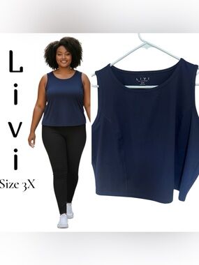 Livi Lane Bryant Navy Blue Sleeveless Performance Tank Size 22/24 GUC!